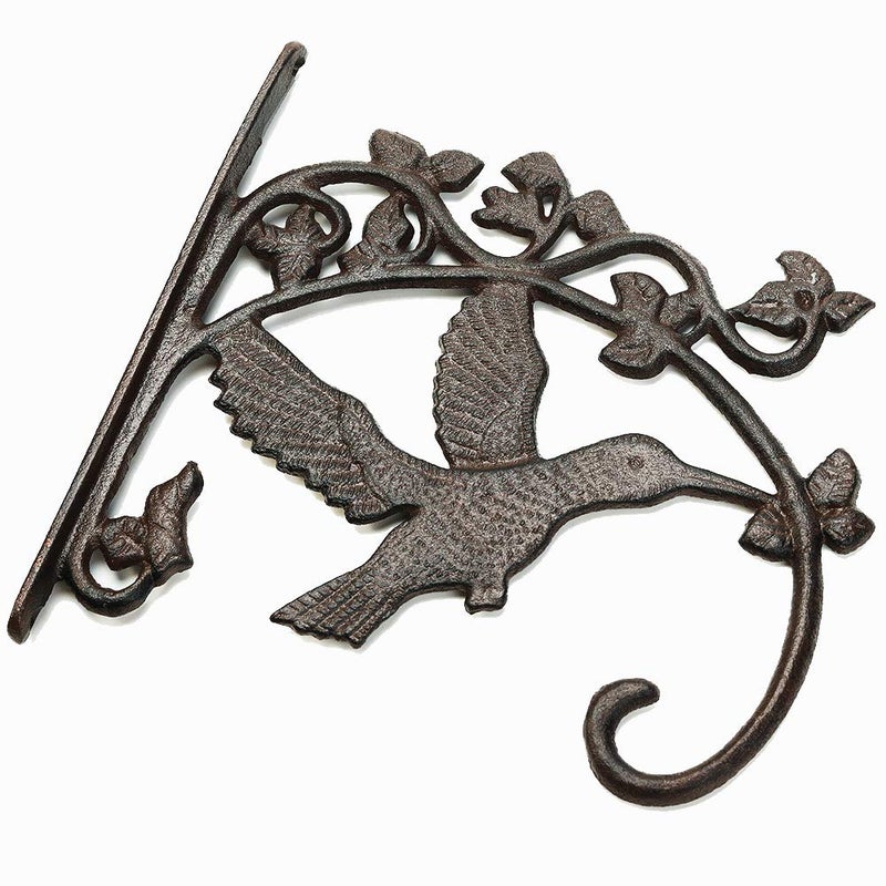 Sungmor Cast Iron Plant Hanger Wall Hooks, Heavy Duty Hanging Basket Brackets, Hummingbird Shape & 10.4 inch & 2PC Brown, Decorative Wall Hangers for Planters Lanterns Bird Feeders Houses Wind Chimes - Image 2